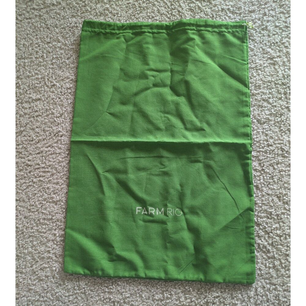 NWOT Farm Rio Green Logo Drawstring Cloth Bag - Picture 4 of 4
